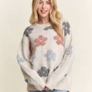 Lavender J Puffy Flower Sweater